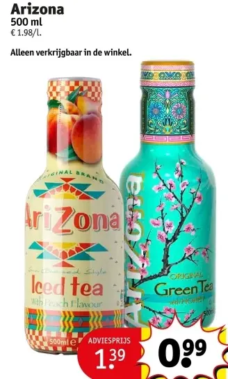 Aanbieding: Arizona Iced Tea Peach Flavour / Green Tea 