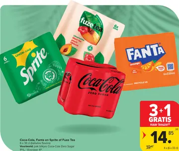 Aanbieding: Coca-Cola, Fanta en Sprite of Fuze Tea
