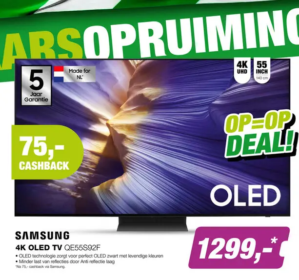 Aanbieding: Samsung OLED 4K QE55S92F TV (2025)