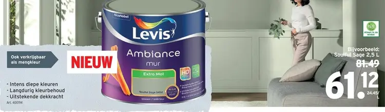 Promotie: Levis Ambiance mur Extra Mat - Soulful Sage