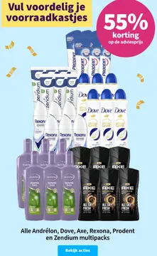 Aanbieding: Andrélon, Dove, Axe, Rexona, Prodent en Zendi