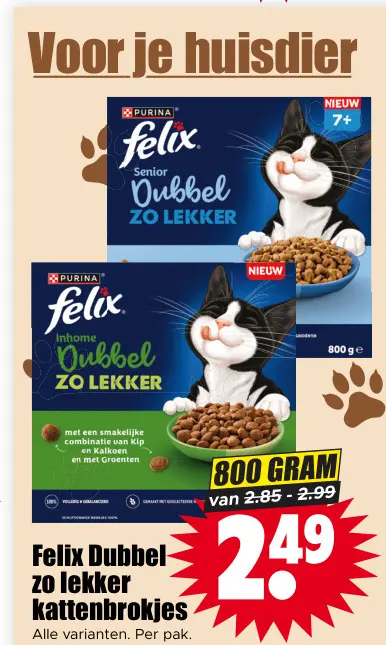 Aanbieding: Felix Dubbel zo lekker kattenbrokjes