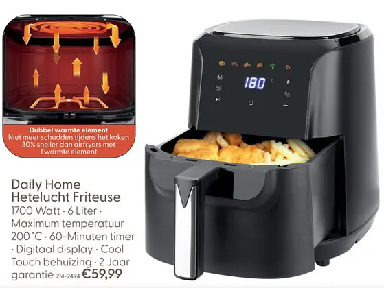 Aanbieding: Daily Home Hetelucht Friteuse