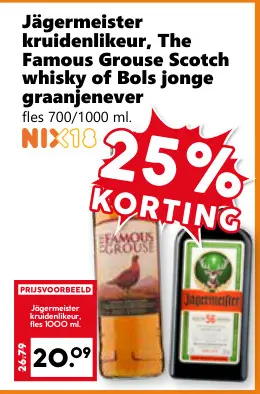 Aanbieding: Jägermeister kruidenlikeur, The Famous Grouse