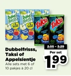 Aanbieding: Dubbelfrisss, Taksi of Appelsientje