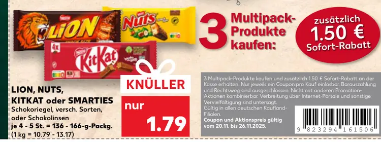 Aanbieding: LION, NUTS, KITKAT oder SMARTIES