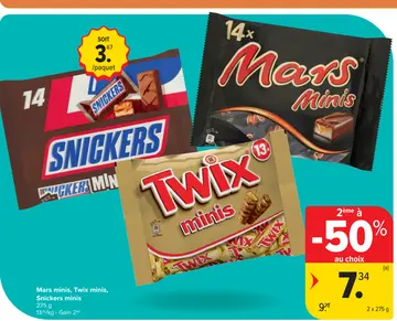 Offre: Mars minis, Twix minis, Snickers minis