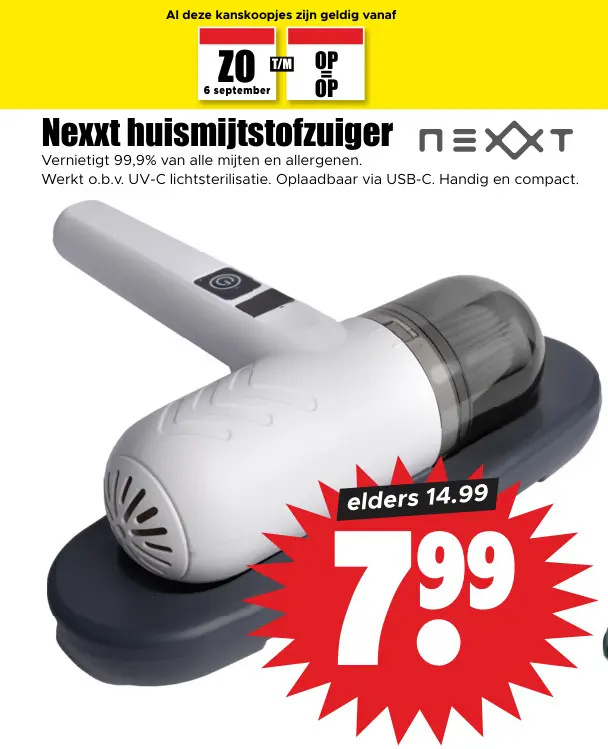 Aanbieding: Nexxt Huismijtstofzuiger