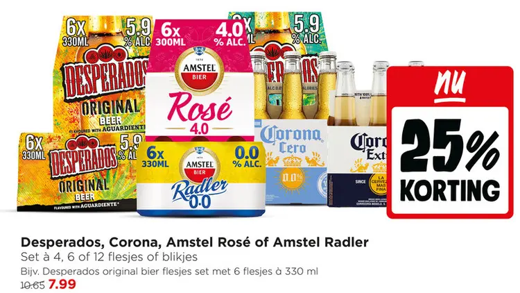 Aanbieding: Desperados, Corona, Amstel Rosé of Amstel Radler
