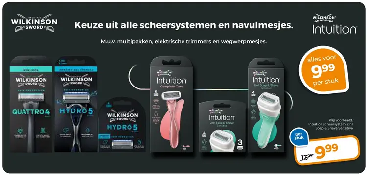 Aanbieding: Alle scheersystemen en navulmesjes van Wilkinson