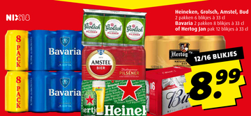 Aanbieding: Heineken, Grolsch, Amstel, Bud, Bavaria of He