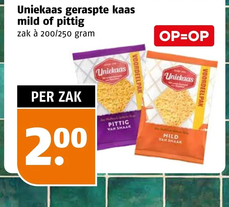 Aanbieding: Geraspte kaas mild of pittig