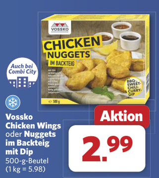 Aanbieding: Chicken Wings oder Nuggets im Backteig mit Di