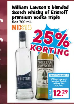 Aanbieding: William Lawson's blended Scotch whisky of Eristoff premium vodka triple