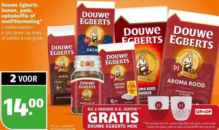 Aanbieding: Bonen, pads, oploskoffie of snelfiltermaling
