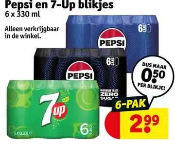Aanbieding: Pepsi en 7-Up blikjes