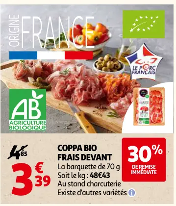 Offre: Coppa bio frais devant