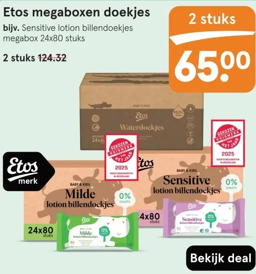 Aanbieding: Etos megaboxen doekjes