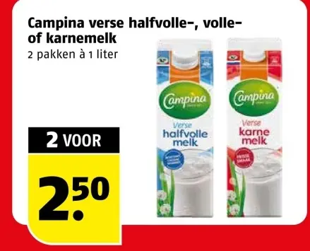 Aanbieding: Verse halfvolle-, volle- of karnemelk