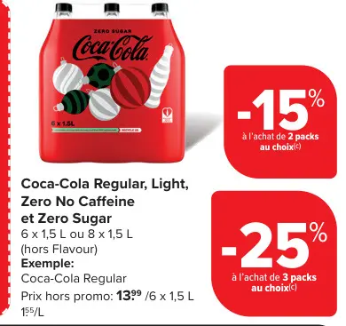 Offre: Coca-Cola Regular, Light, Zero No Caffeine et Zero Sugar
