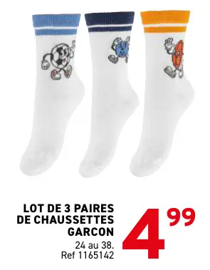 Offre: Lot de 3 paires de chaussettes garcon
