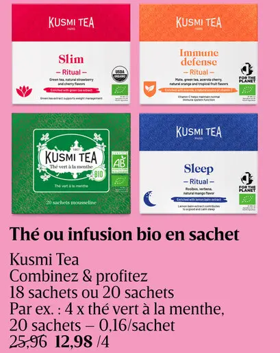Offre: Thé ou infusion bio en sachet