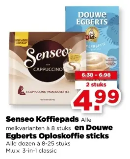 Aanbieding: Senseo Koffiepads en Douwe Egberts Oploskoffie sticks