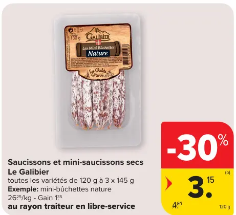 Offre: Saucissons et mini-saucissons secs