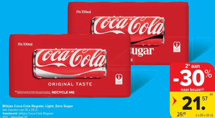 Promotie: Blikjes Coca-Cola Regular, Light, Zero Sugar