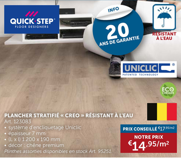 Offre: Stratifié Quick-step 7mm - Chêne Premi