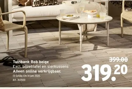 Promotie: Tuinbank Bob beige