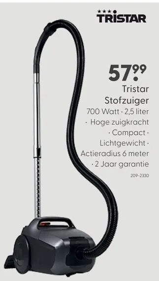 Aanbieding: Tristar stofzuiger 2,5 liter