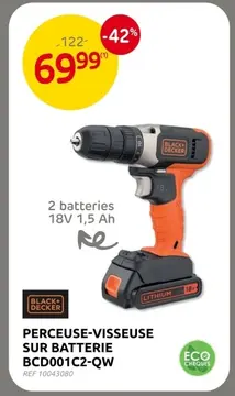 Offre: Perceuse-visseuse sur batterie bcd001c2-qw