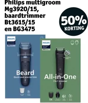 Promotie: Philips multigroom Mg3920/15, baardtrimmer Bt3615/15 en BG3475