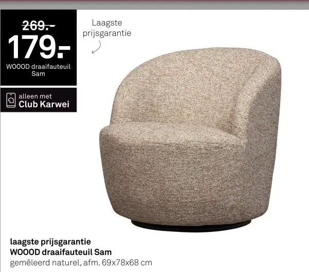Aanbieding: WOOOD draaifauteuil Sam