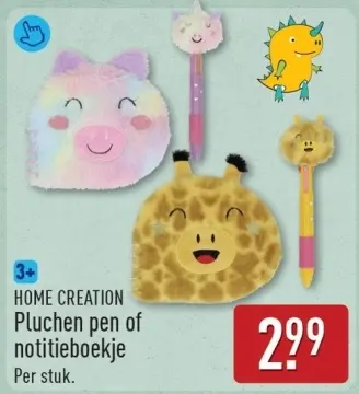 Aanbieding: Pluchen pen of notitieboekje