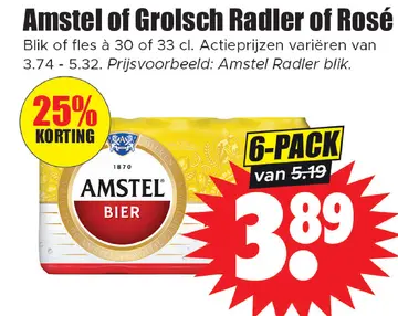 Aanbieding: Amstel of Grolsch Radler of Rosé