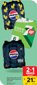 Offre: Pepsi Regular, Max ou Zero Sugar et Seven Up 