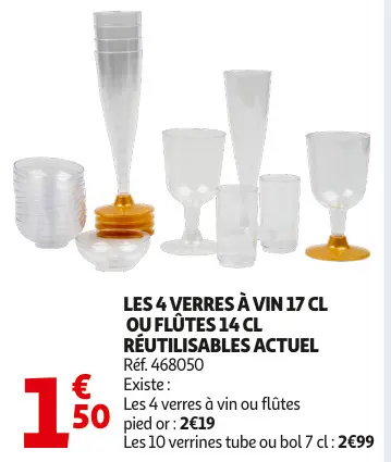 Offre: Verres à vin ou flûtes réutilisables