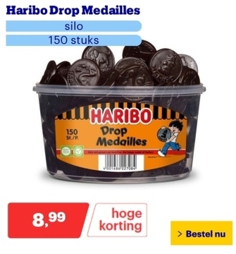 Aanbieding: Haribo Drop Medailles - silo - 150 stuks