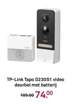 Aanbieding: TP-Link Tapo D230S1 video deurbel met batteri