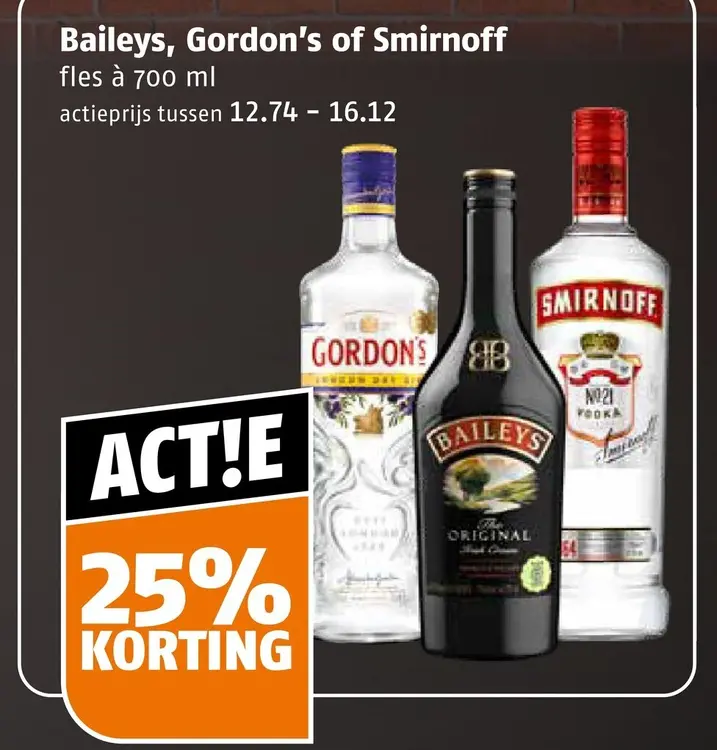 Aanbieding: Baileys, Gordon's of Smirnoff