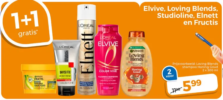 Aanbieding: Elvive, Loving Blends, Studioline, Elnett en Fructis