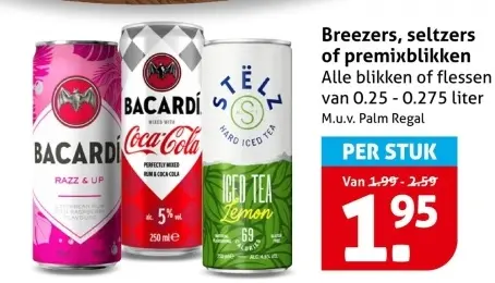 Aanbieding: Breezers, seltzers of premixblikken
