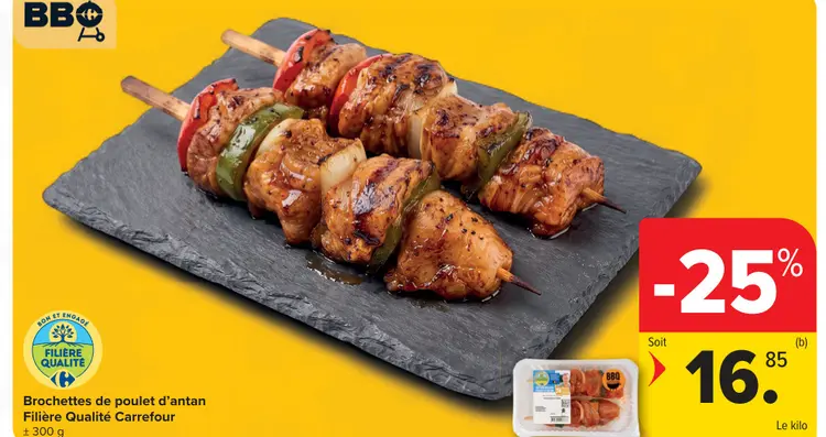 Offre: Brochettes de poulet d'antan