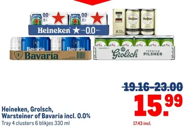 Aanbieding: Heineken, Grolsch, Warsteiner of Bavaria incl