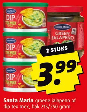 Aanbieding: Groene jalapeno of dip tex mex