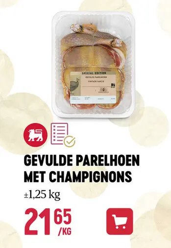 Aanbieding: Gevulde parelhoen met champignons