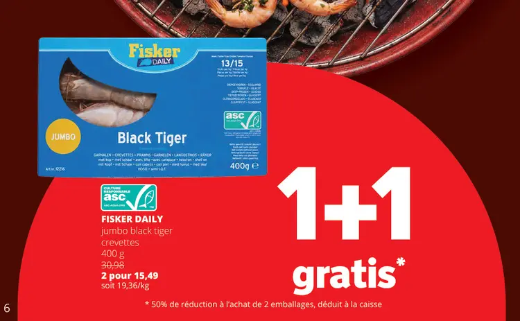 Offre: Jumbo black tiger crevettes