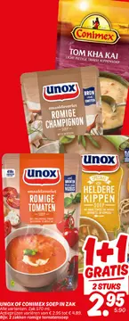 Aanbieding: Unox of CONIMEX soep in zak